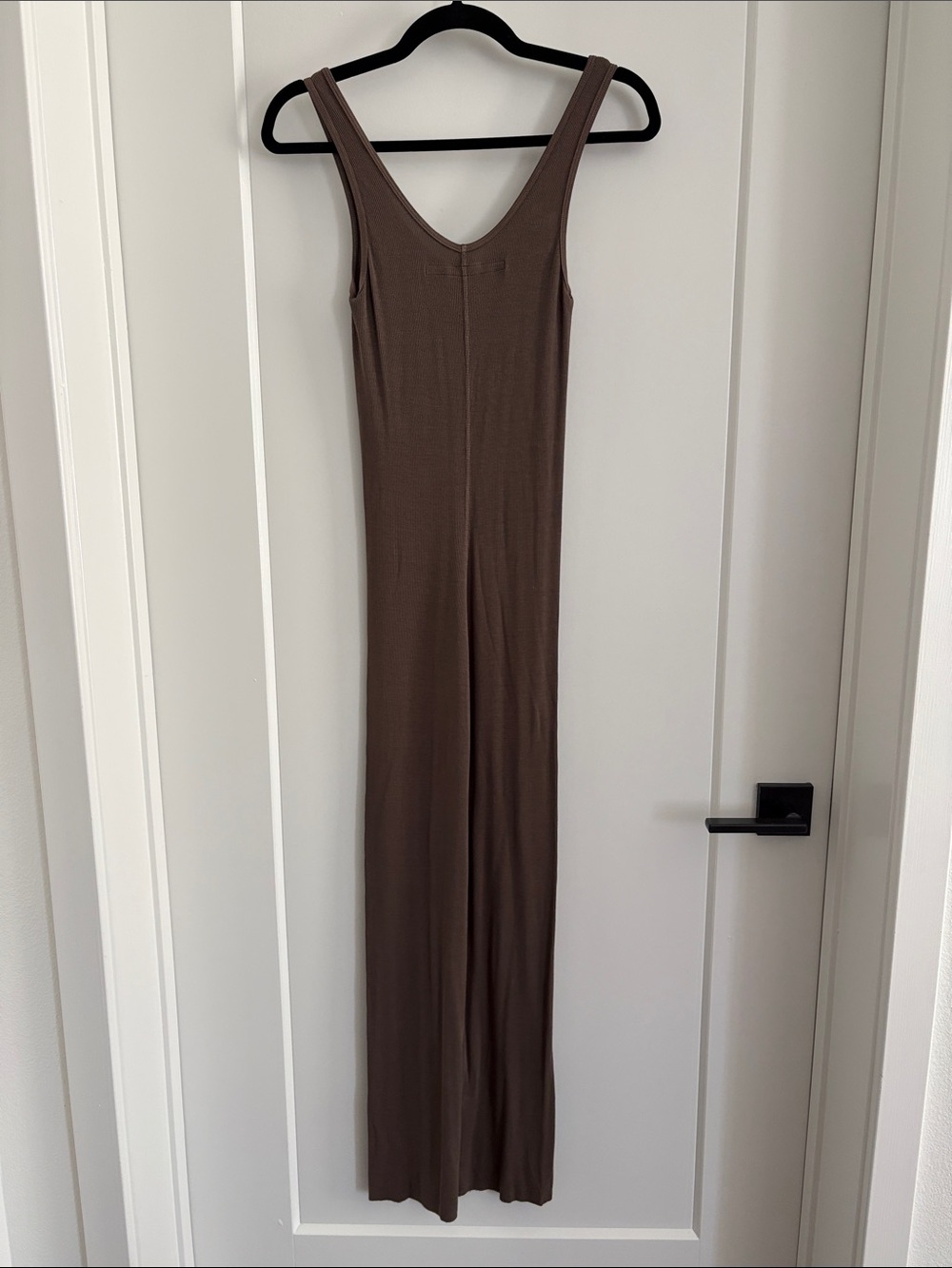 Enza Costa Stretch Silk Knit Maxi Tank Dress in Mushroom - Picture 3 of 3